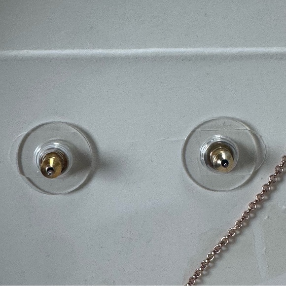 Kate Spade Rose Gold Pavé Open Heart Necklace & Stud Earrings Set NWT - Picture 4 of 6